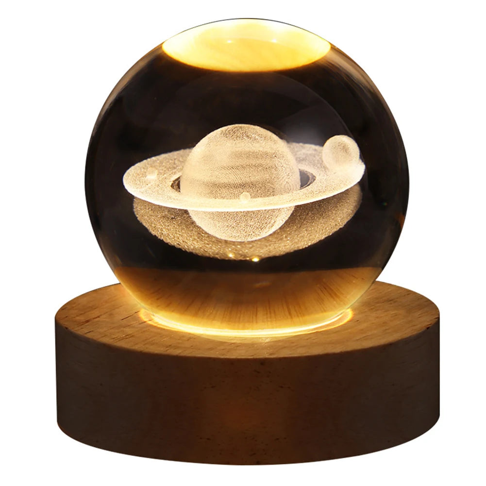 USB LED Night Light Galaxy Crystal Ball Lamp Decoration 3d Planet Moon Lamp Home Desk Bedroom Decoration New Year Gift