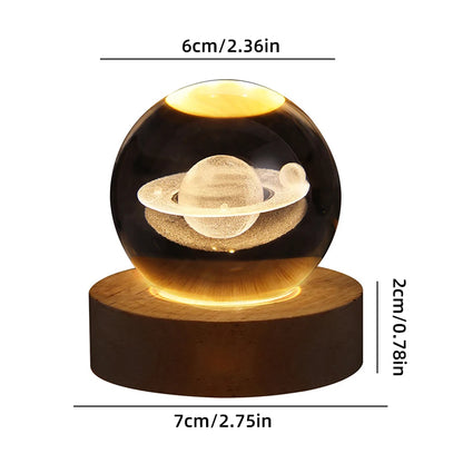 USB LED Night Light Galaxy Crystal Ball Lamp Decoration 3d Planet Moon Lamp Home Desk Bedroom Decoration New Year Gift