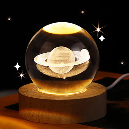 USB LED Night Light Galaxy Crystal Ball Lamp Decoration 3d Planet Moon Lamp Home Desk Bedroom Decoration New Year Gift